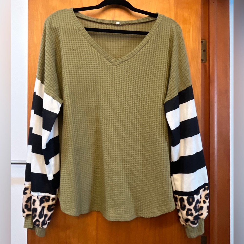 Olive Green Knit Sweater - XL